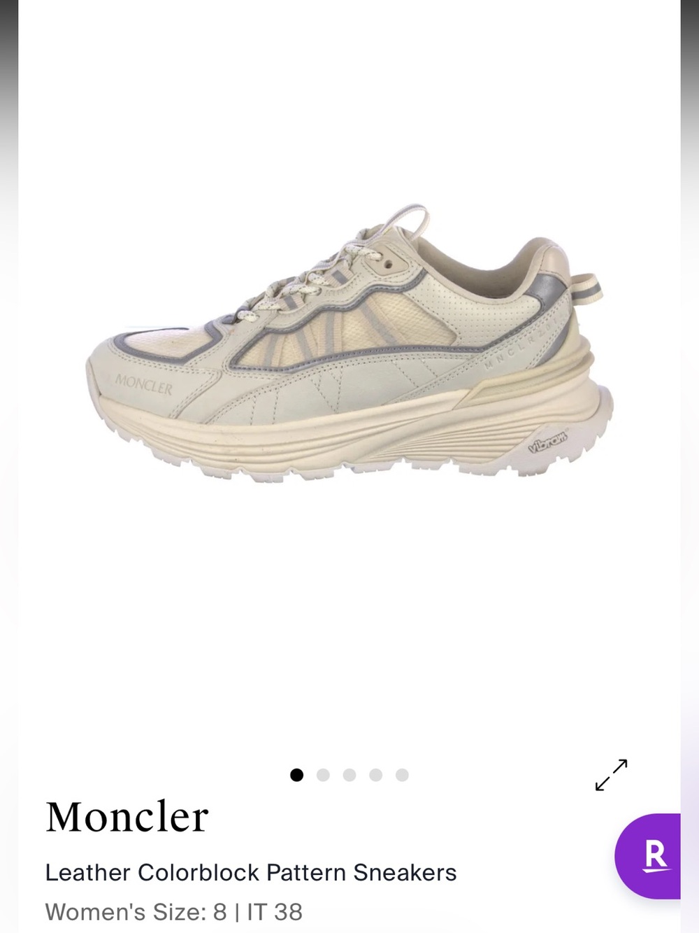 Moncler Women's Cream and Silver Chunky Runner Sneaker